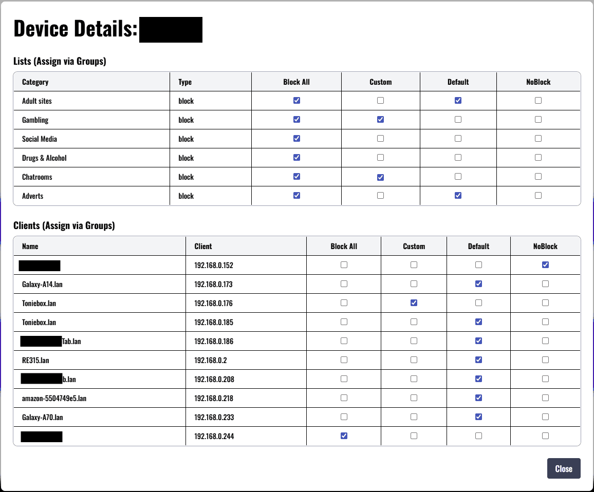 Choose what to block: Adverts, Adult Sites, Gambling, Drugs & Alcohol, Social Media, Chatrooms